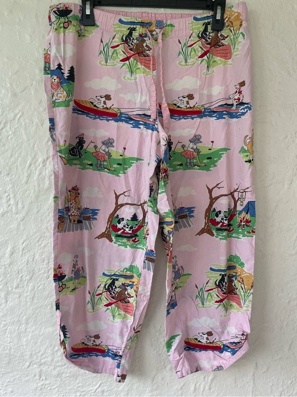 Nick & Nora Pajama Pants M Pink Cowgirl Western Print Cotton Sleepwear